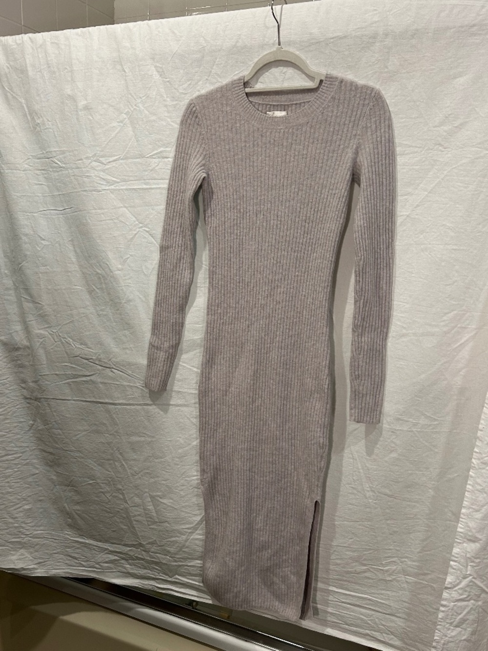 Le Fou Wilfred gray ribbed Angora goat hair sweater tube body con dress S